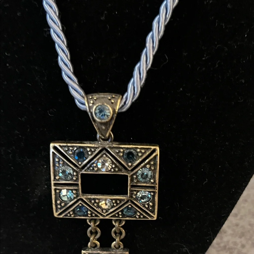 Vintage Lia Sophia Azteca Blue‎ Rhinestones Rope Necklace
